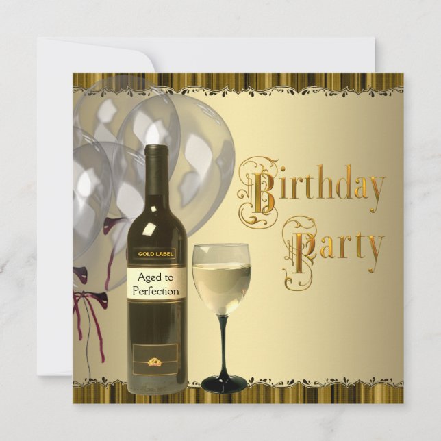 Invitation Vin Verre Bouteille N'importe quel numéro Annivers (Devant)