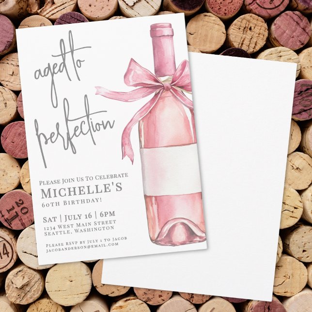 Invitation Vin Vieilli À La Fête D'Anniversaire De La Perfect (Wine Aged To Perfection Birthday Party Invitation)
