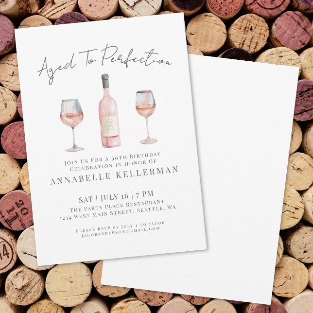 Invitation Vin Vieilli À La Fête D'Anniversaire De La Perfect (Wine Aged To Perfection Birthday Party Invitation)
