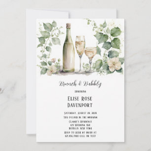 Invitation Vin & Vin Verre Verdure Brunch Floral & Bubbly