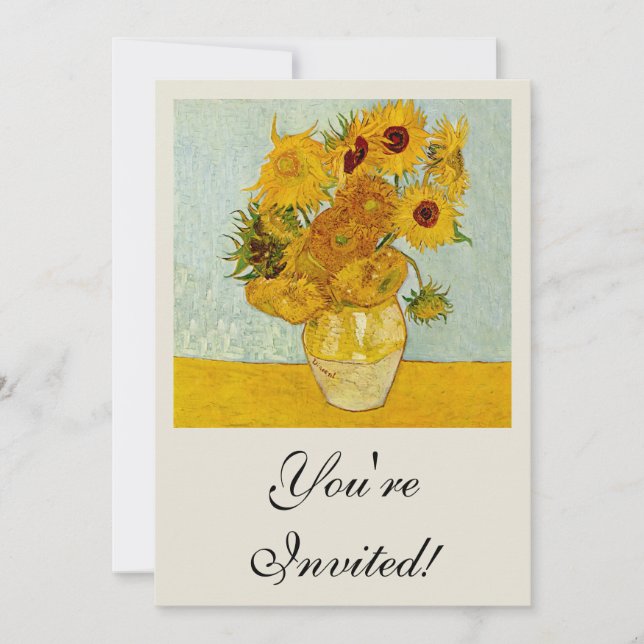 Invitation Vincent Van Gogh 12 Tournesols Impressionniste (Devant)
