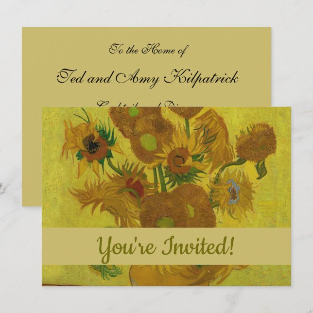 Invitation Vincent Van Gogh 15 Peinture de tournesols (Devant / Derrière)