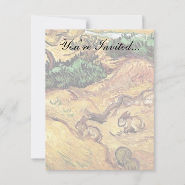 Invitation Vincent Van Gogh - Champ Avec Deux Lapins Art Fine (Devant)