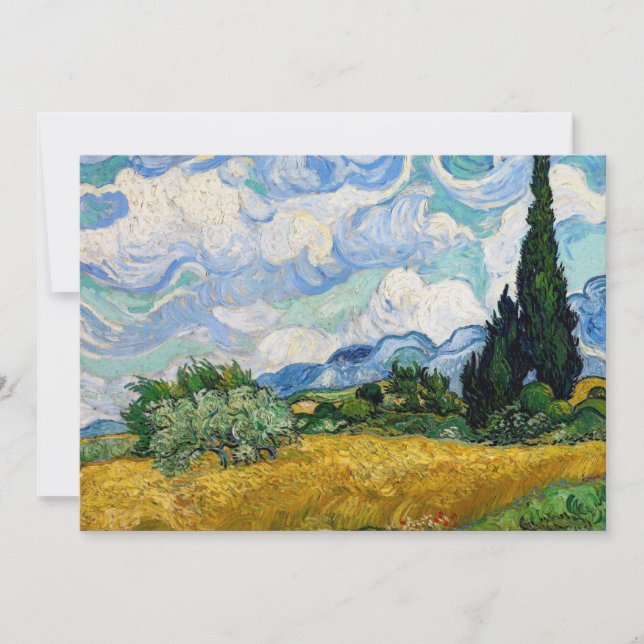 Invitation Vincent Van Gogh - Champ de blé avec cyprès (Devant)