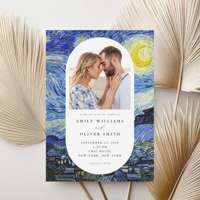 Invitation Vincent Van Gogh Mariage photo de nuit Starry (Créateur téléchargé)