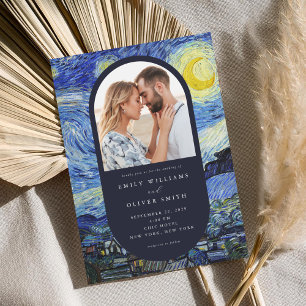Invitation Vincent Van Gogh Mariage photo de nuit Starry