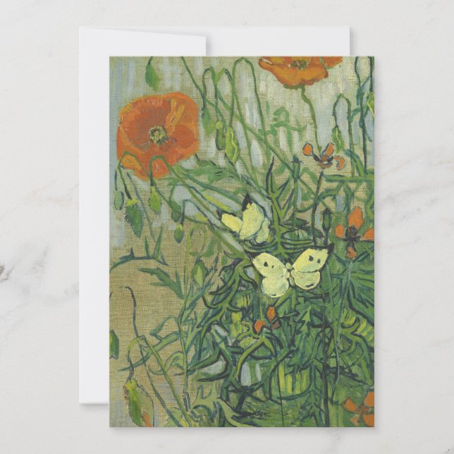 Invitation Vincent van Gogh - papillons et pavots (Devant)