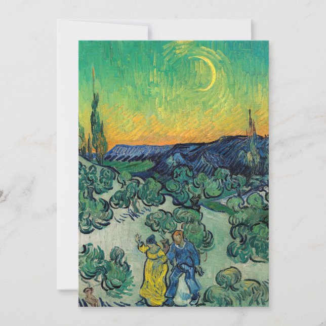 Invitation Vincent van Gogh - Paysage Lune avec couple (Devant)