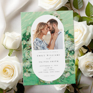 Invitation Vincent Van Gogh Rose Floral Photo Mariage