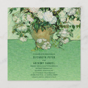 Invitation Vincent van Gogh Roses Peinture 5,25 x 5,25 Mariag