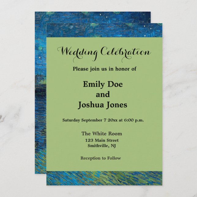 Invitation Vincent Van Gogh Starry Night Over the Rhone (Devant / Derrière)