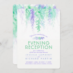 Invitation Vine d'aquarelle violet vert soirée réception