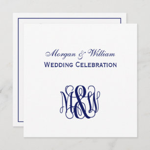 Invitation Vine marine Script Monogramme B&G do-it-yourself B