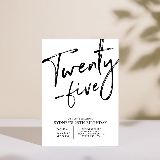 Invitation Vingt-cinq | Fête du 25e anniversaire moderne (Créateur téléchargé)
