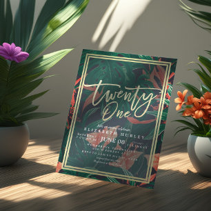 Invitation Vingt et un 21e anniversaire Fleurs tropicales