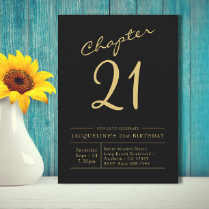 Invitation Vingt et un Black Gold 21e fête d'anniversaire