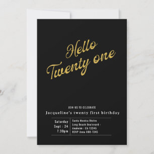 Invitation Vingt et un Black Gold Moderne 21e Anniversaire