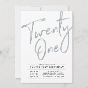 Invitation Vingt et un Fête d'anniversaire 21 ans Argent