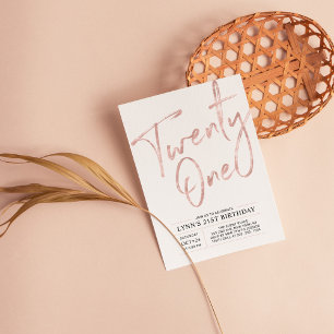 Invitation Vingt et un   Rose Gold 21e Fête d'Anniversaire