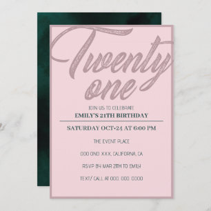 Invitation Vingt et un   Rose Gold Pink 21e fête d'anniversai