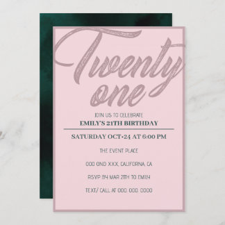 Invitation Vingt et un | Rose Gold Pink 21e fête d'anniversai