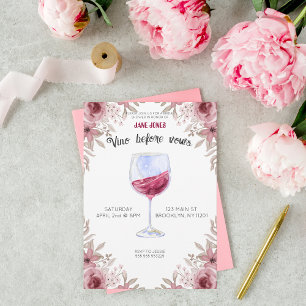 Invitation Vino avant annonce marron et douche nuptiale rose
