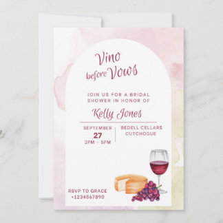 Invitation Vino avant l'invitation de la douche nuptiale Vows