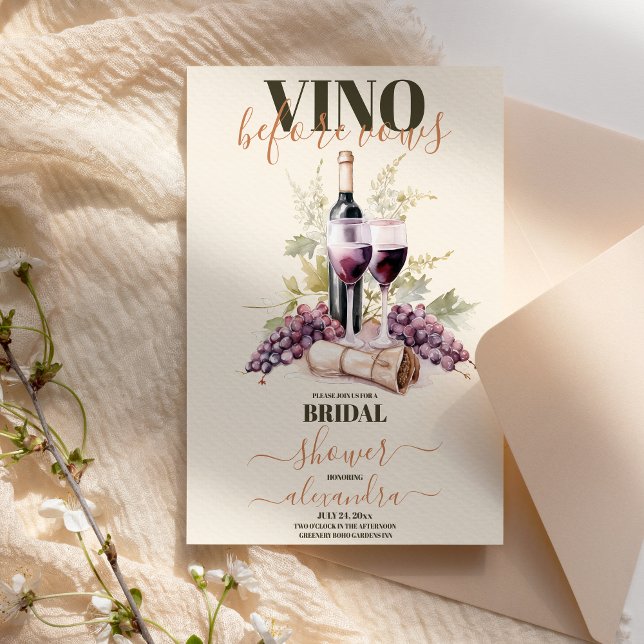 Invitation Vino Avant Vows Élégante Fête des mariées Vin (Créateur téléchargé)