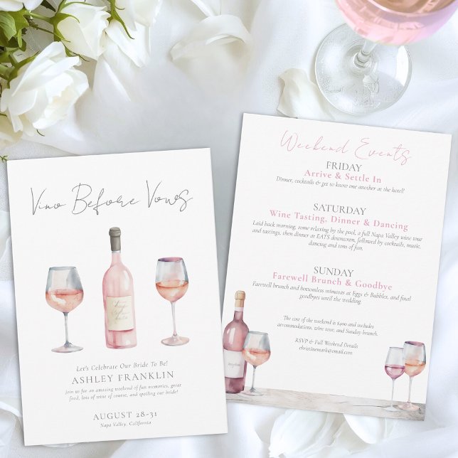 Invitation Vino Avant Vows Wine Bachelorte (Vino Before Vows Wine Bachelorette Invitation)