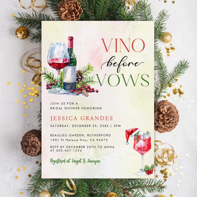 Invitation Vino Before Vows Vine Rose Thème Fête des mariées (Créateur téléchargé)