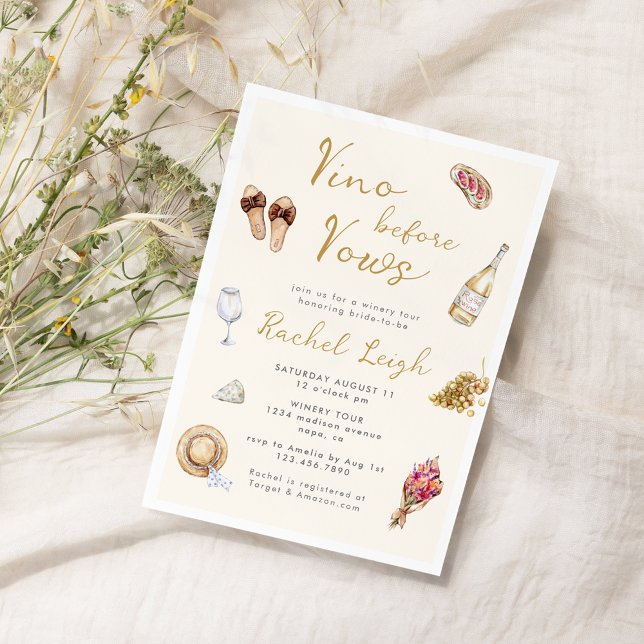 Invitation Vino Before Vows Winnic Pique-nique Bachelorette I (Créateur téléchargé)