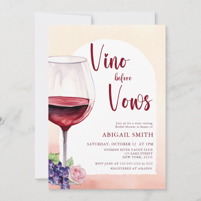 Invitation Vino moderne avant Fête des mariées Vino (Devant)