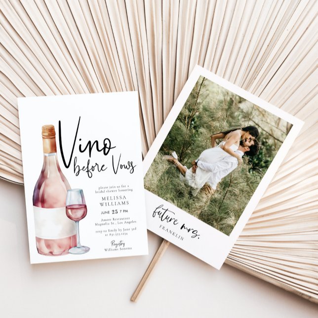 Invitation Vino rose vif avant Vows Fête des mariées photo (Créateur téléchargé)