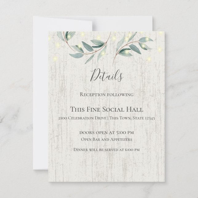 Invitation Vins botaniques et lumières Mariage rustique (Devant)