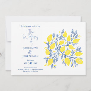 Invitation Vins de citron bleu et jaune mariage
