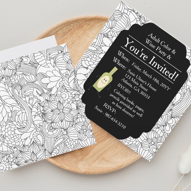 Invitation Vins de couleur adulte ・ Floral (Créateur téléchargé)