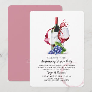 Invitation Vins & Dîner Occassion Anniversaire Rouge