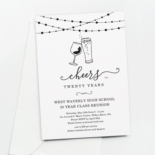 Invitation Vins et bière à la réunion de classe année (Créateur téléchargé)