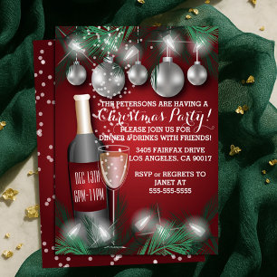 Invitation Vins et ornements Fête de Noël Rouge