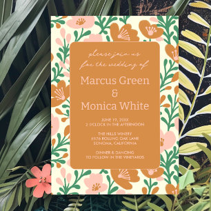 Invitation Vins fleurs sauvages vert rose MODÈLE personnalisé