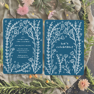Invitation Vins florale Whimsical mignonne fête d'anniversair