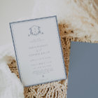 Vins intemporels Dusty Blue Monogram Mariage Crest