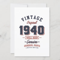 Vintage 1940 Né en 1940 Retro Anniversaire Cadeau