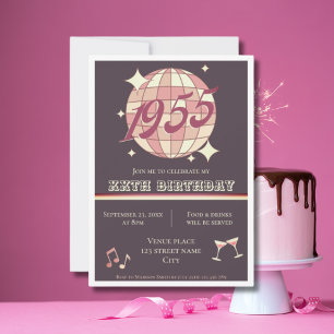 Invitation Vintage 1955 69e anniversaire rétro violet Invitat