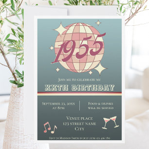 Invitation Vintage 1955 70e anniversaire rétro bleu Invitatio