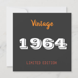 Invitation Vintage 1964 Limited Edition 62e fête d'anniversai