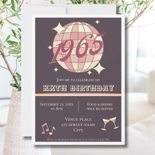 Invitation Vintage 1965 60e anniversaire rétro violet Invitat