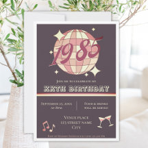 Vintage 1985 39ème fête de 40ème anniversaire Invi