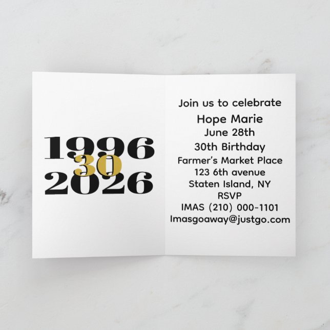 Invitation Vintage 1996 Milestone 30th Birthday   (Intérieur)