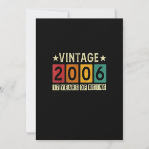 Invitation Vintage 2006 17ème Anniversaire Cadeaux Fabriqués 